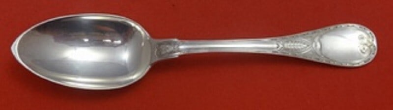 Christofle Brienne Sterling Silver Soup Spoon 7 1/4 Inch Monogrammed: Christofle Brienne Sterling Silver Soup Spoon 7 1/4 Inch Monogrammed Elevate your dining experience with the Brienne pattern place soup spoon by Christofle. This exquisite piece is crafted from high-q