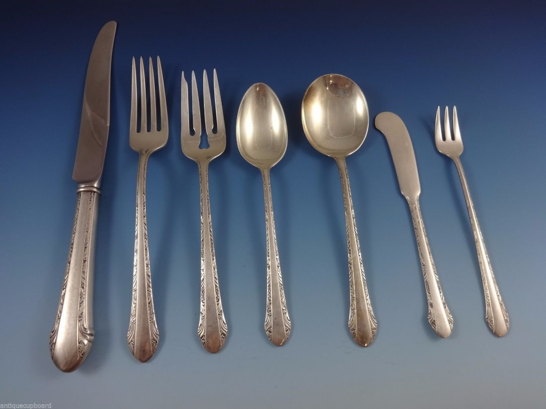 Alvin Chased Romantique Sterling Silver 68 Piece Flatware Service for 8 (1 of 8)