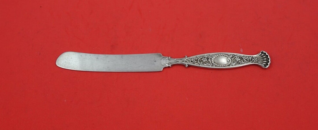 Whiting Dresden Sterling Silver Tea Knife 7 1/4 Inches: Whiting Dresden Sterling Silver Tea Knife 7 1/4 Inches Introducing a stunning tea knife in the exquisite Dresden pattern by Whiting. This elegant piece showcases a hollow handle crafted entirely from 