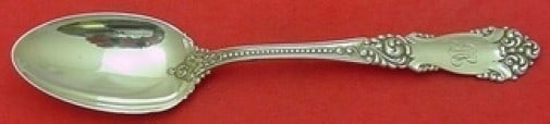 Sterling Silver Place Soup Spoon Reed and Barton La Marquise 7 3/8": Sterling Silver Place Soup Spoon Reed and Barton La Marquise 7 3/8" Sterling silver place soup spoon in the La Marquise pattern by Reed & Barton. It measures 7 3/8 inches and is monogrammed, with mono
