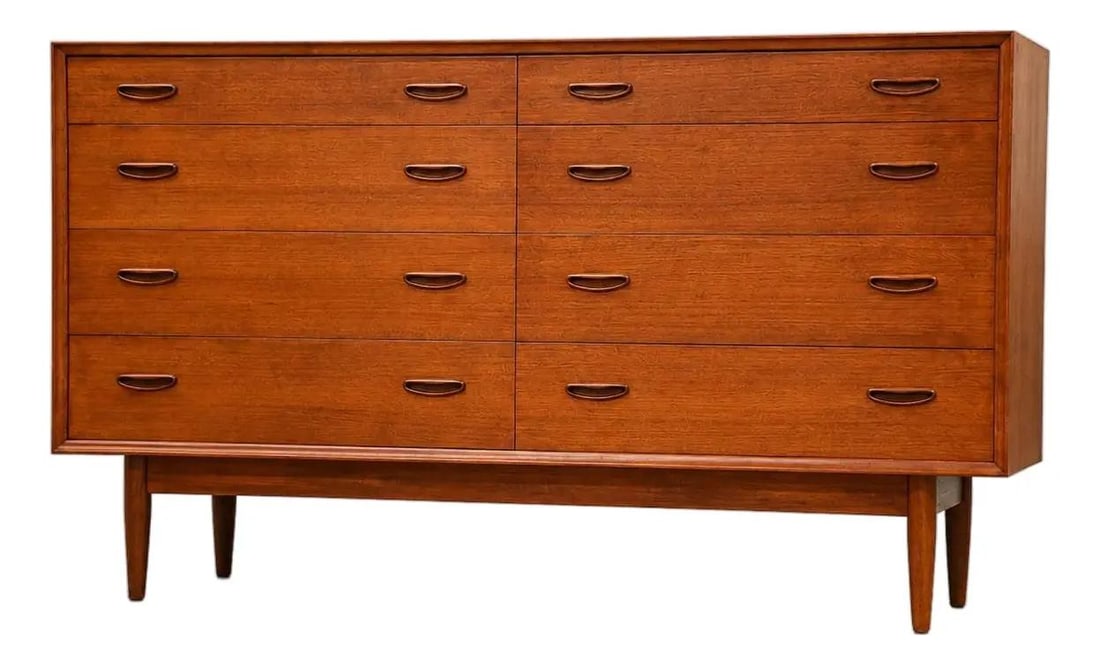 Erik Buch Danish teak 8-drawer dresser 60.25" circa 1960s (1 of 9)