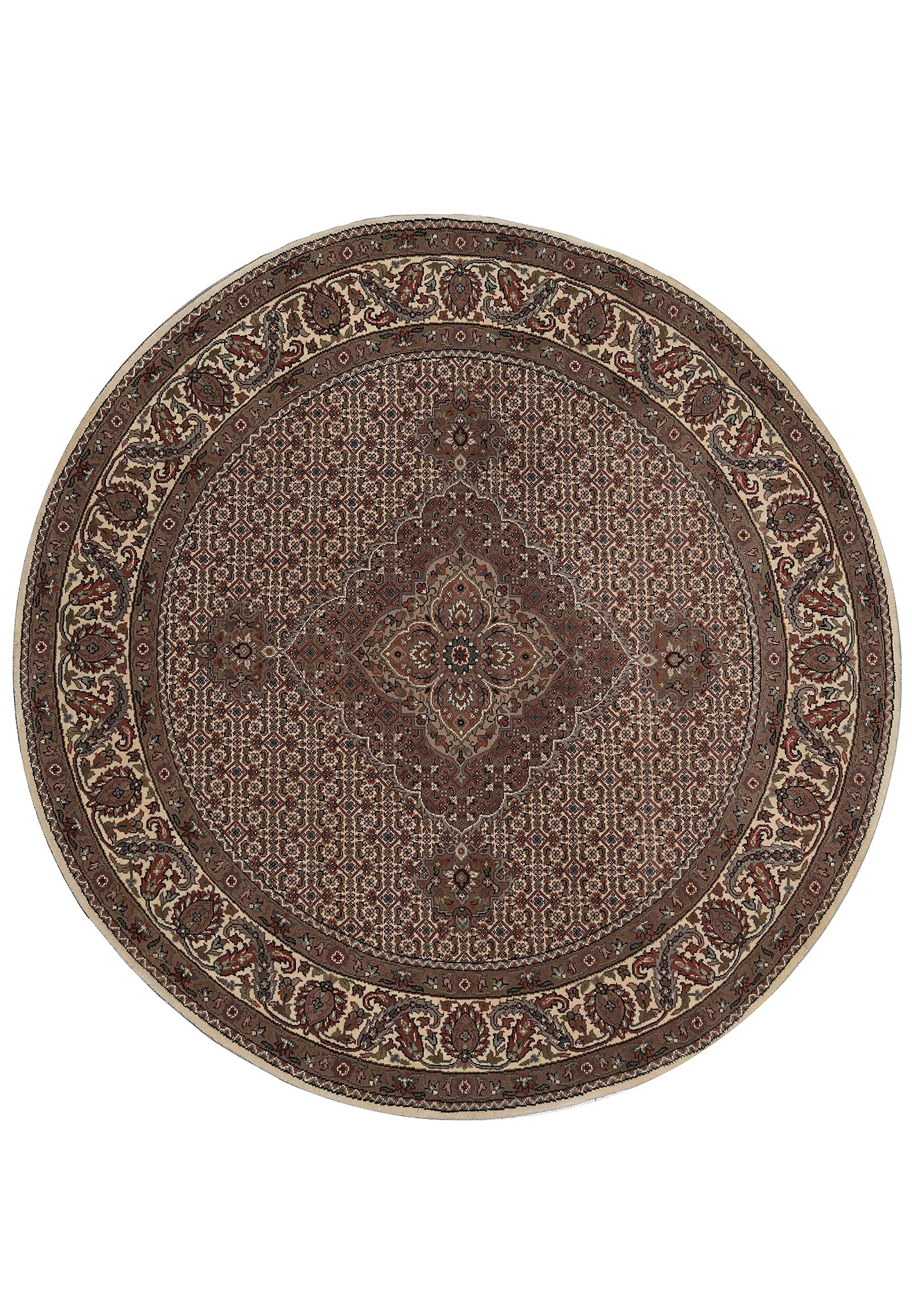 5 x 5.3 Feet Round Wool and Silk Hand-Knotted Mahi Rug (1 of 9)