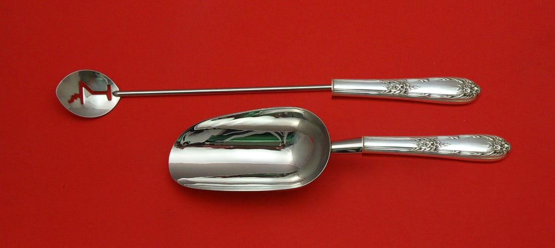 International Splendor Sterling Silver 2pc Bar Set Martini Spoon Ice Scoop (1 of 1)