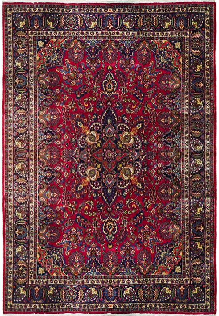 Handcrafted 9.8 x 13.4 Red Semi Antique Persian Tabriz Rug (1 of 6)
