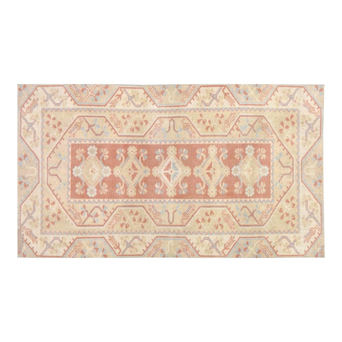 Hand-Knotted Wool Anatolian Rug Tan 3'6" x 6'4" Vintage Turkish Carpet: Hand-Knotted Wool Anatolian Rug Tan 3'6" x 6'4" Vintage Turkish Carpet This vintage Turkish Anatolian rug is hand-knotted from wool using traditional techniques, combining classic craftsmanship with m