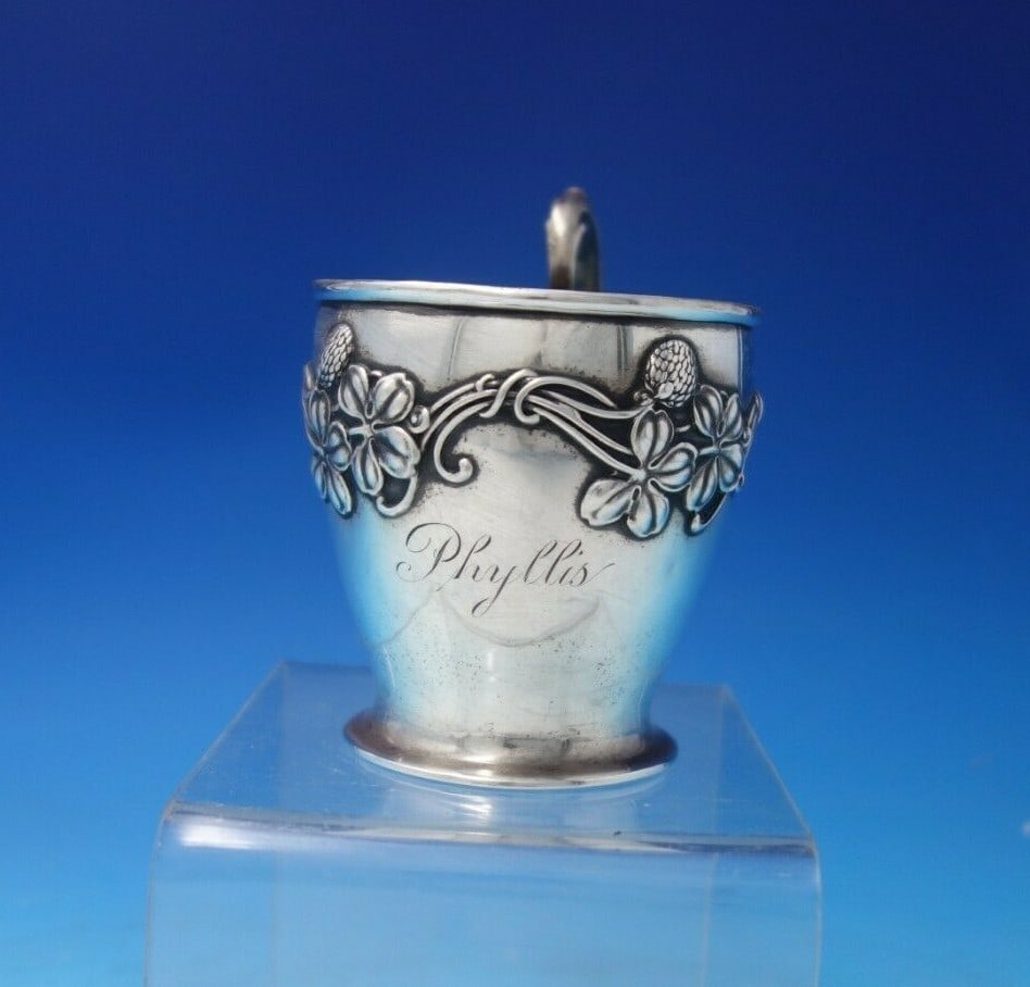 Shreve Clover Sterling Silver Child's Cup 4 1/8" Tall 4.8 ozt (1 of 11)