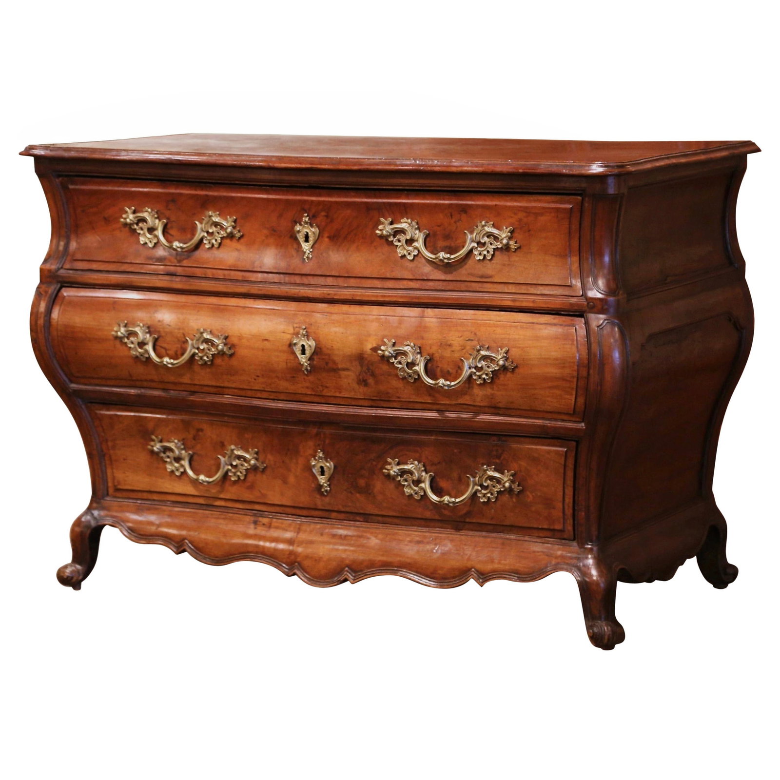 French Louis XV mahogany commode tombeau from Bordeaux circa 1760: French Louis XV mahogany commode tombeau from Bordeaux circa 1760 An antique French Louis XV commode tombeau crafted in Bordeaux circa 1760. This mahogany chest features a bombe profile with serpentin