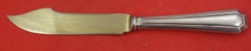 Durgin-Gorham Fairfax Sterling Silver Fish Knife 7 7/8" Gold Washed Blade: Durgin-Gorham Fairfax Sterling Silver Fish Knife 7 7/8" Gold Washed Blade Introducing the Fairfax Fish Knife, crafted by the renowned Durgin-Gorham. This exquisite piece is made of all sterling silver