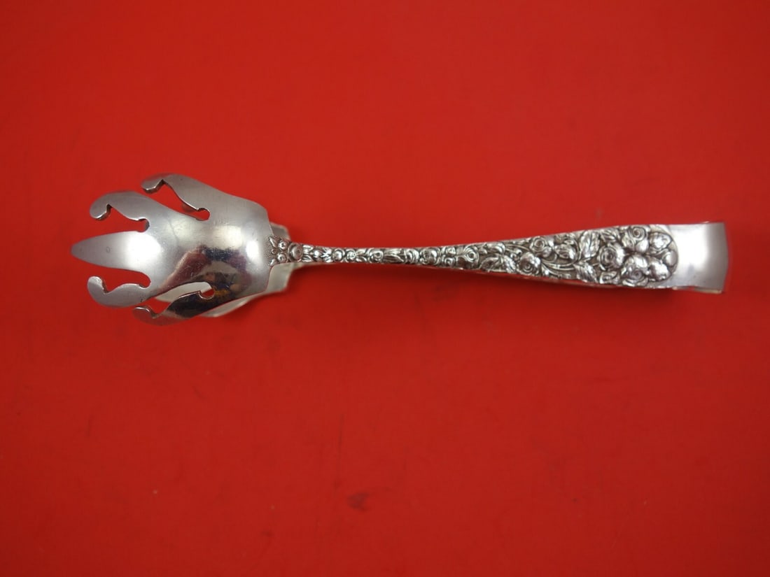 Schofield Baltimore Rose Sterling Silver Ice Tong 7 Inch Serving Piece: Schofield Baltimore Rose Sterling Silver Ice Tong 7 Inch Serving Piece This exquisite ice tong is crafted from sterling silver and showcases the elegant Baltimore Rose pattern by Schofield. Measuring 