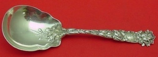 Alvin Bridal Rose Sterling Silver Preserve Spoon 6 1/4 Inch: Alvin Bridal Rose Sterling Silver Preserve Spoon 6 1/4 Inch This exquisite Bridal Rose Preserve Spoon, crafted by Alvin, showcases the elegant Bridal Rose pattern and is made of high-quality sterling 
