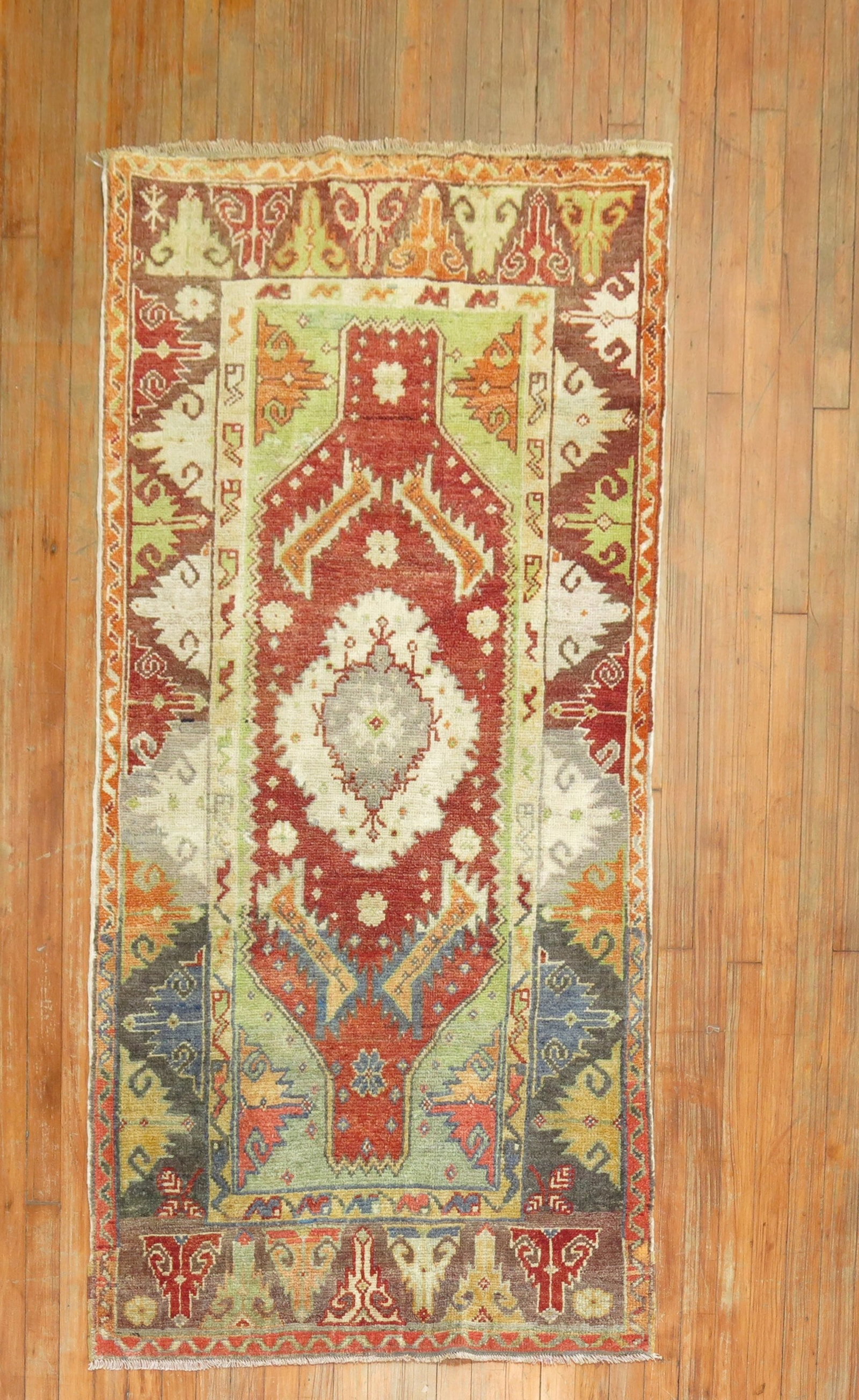 3' x 6' 1" Anatolian Turkish runner circa 1940: 3' x 6' 1" Anatolian Turkish runner circa 1940 Vintage Turkish Anatolian small runner, circa 1940, with a pre-owned condition. The rug features a traditional patterned design consistent with Anatolian