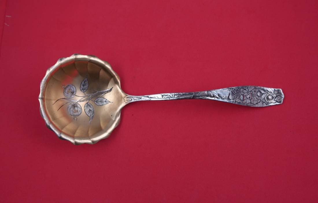Towle Pomona Sterling Silver Sauce Ladle 11 Gold Washed Bright Cut (1 of 2)