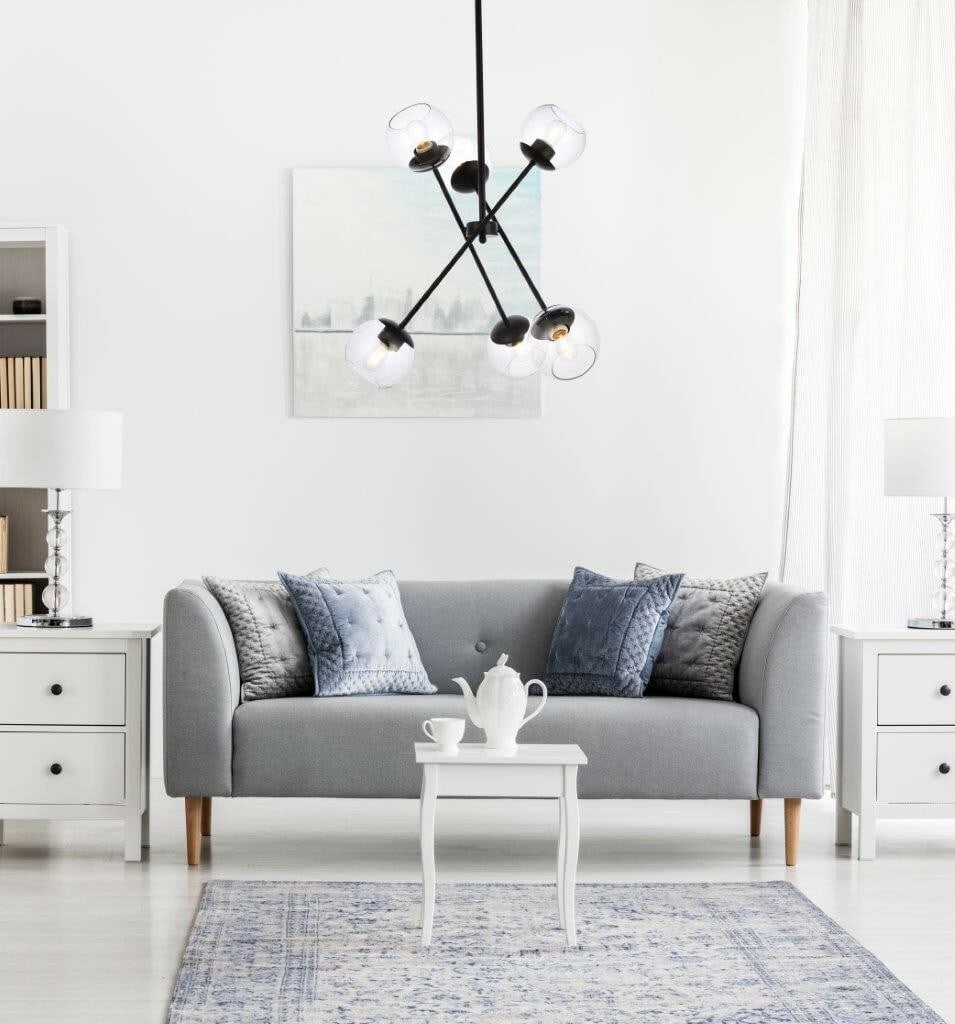 Axl 6 Light Black Chandelier with Clear Glass Shades (1 of 8)