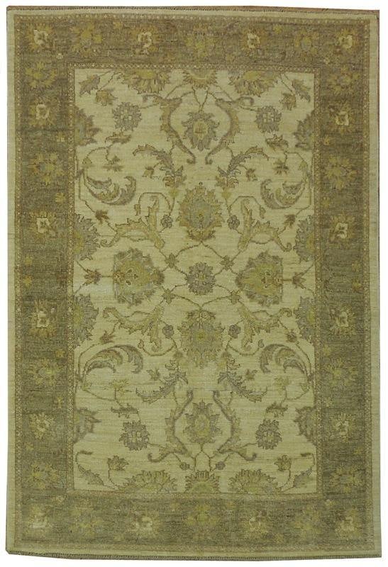 4 x 5'10 Ivory Chobi Peshawar Zigler Rug Handwoven Wool Artisan Craft (1 of 6)
