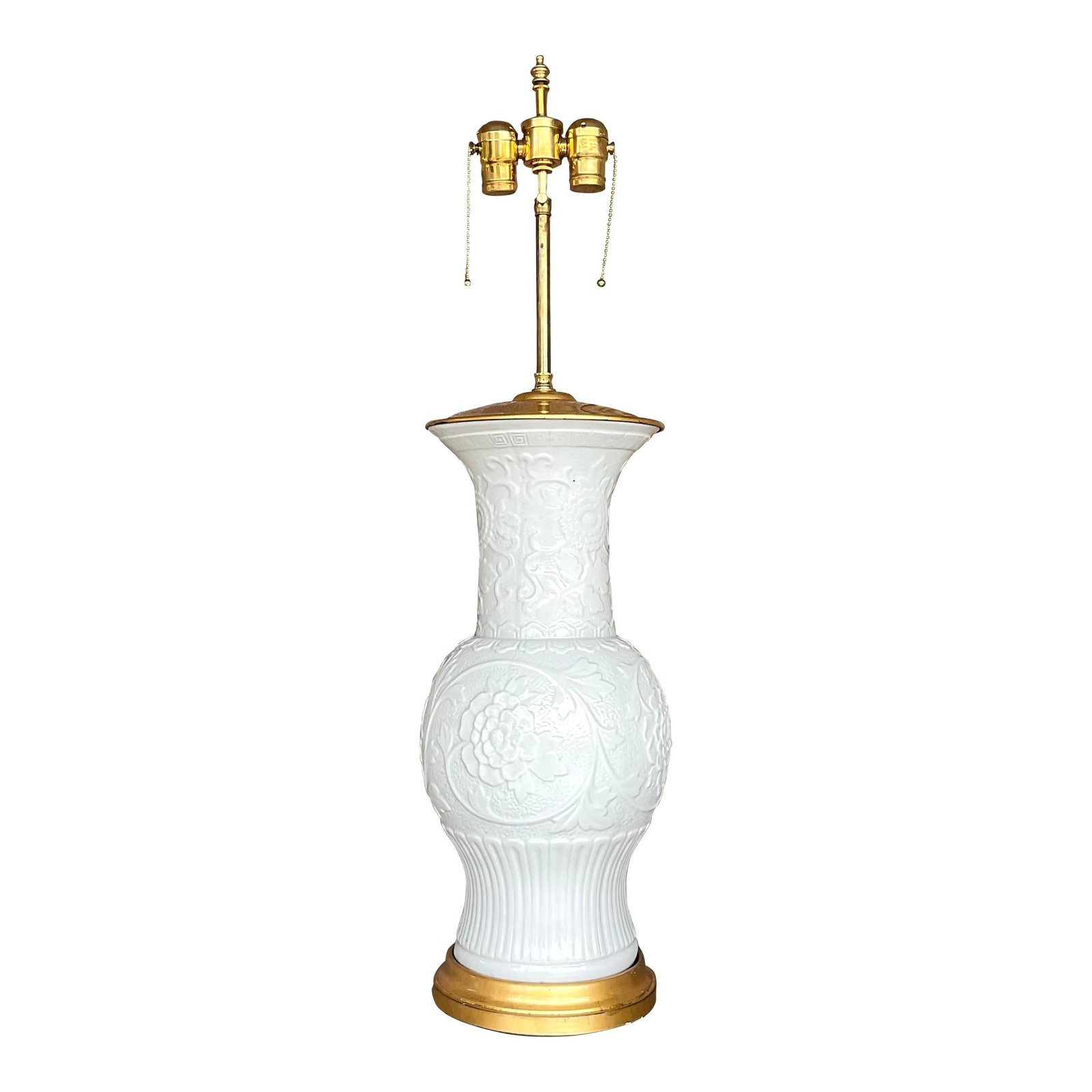 Vintage Regency Blanc De Chine Ceramic Lamp with Gilt Plinth (1 of 6)