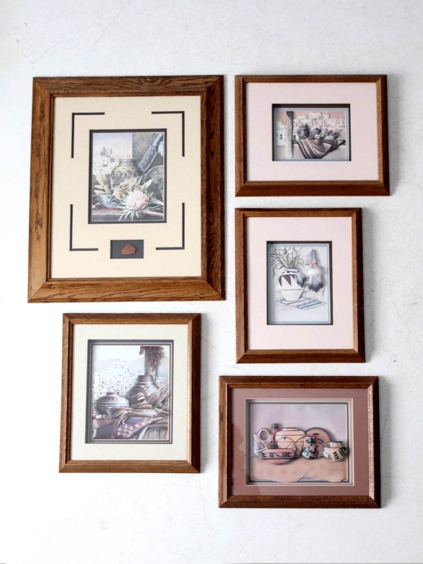 5 Piece Vintage Southwestern Shadowbox Art Collection Framed Decor (1 of 18)