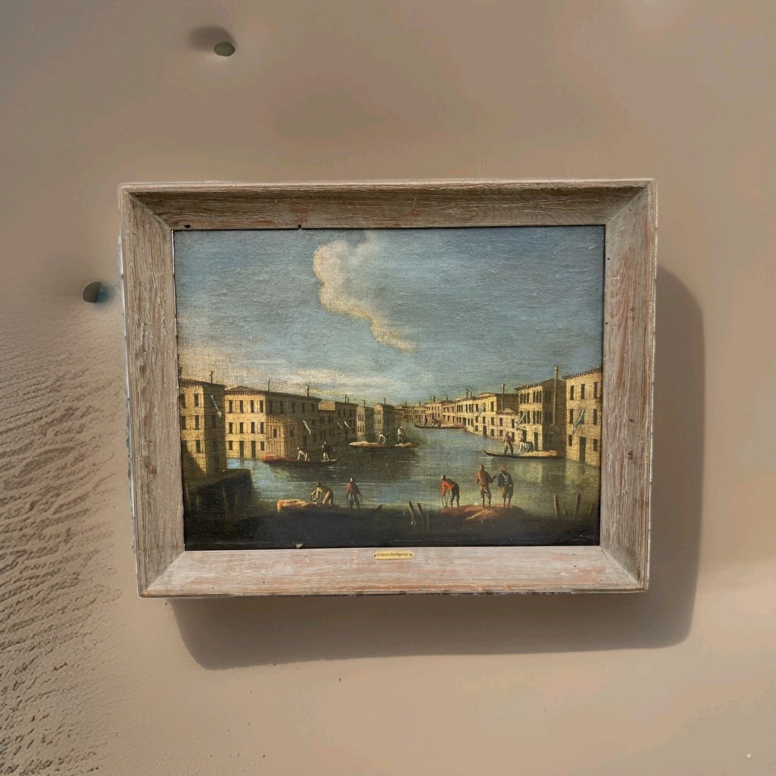 Framed Italian School Venetian Canal Veduta Oil Painting in Battaglioli Style (1 of 9)