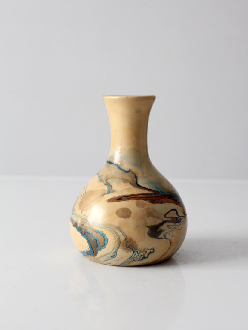 Nemadji Pottery Marbled Bottle Form Vase Vintage 6.25 inch (1 of 11)