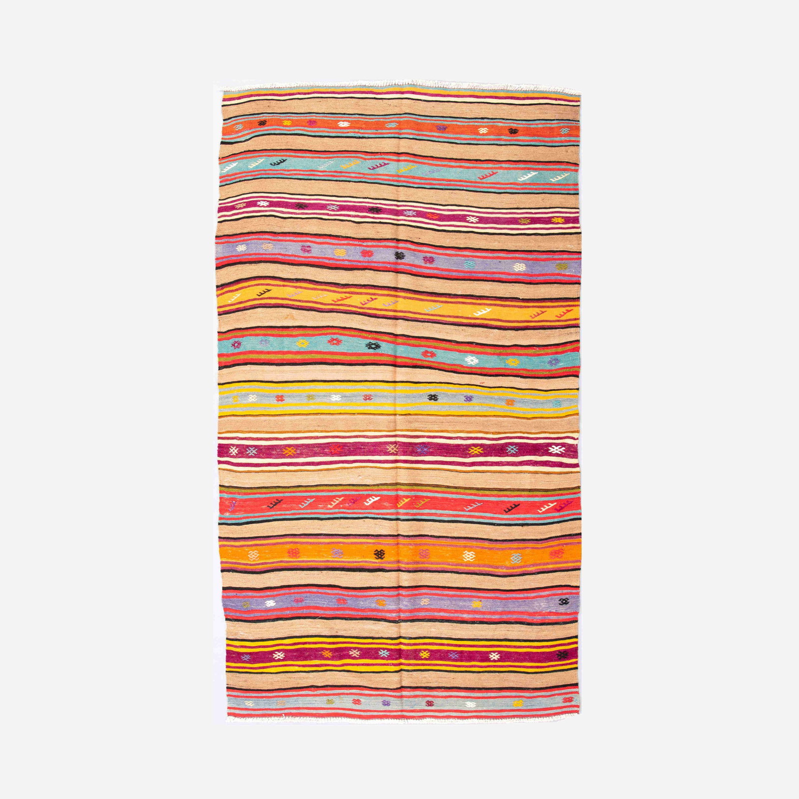 Authentic Handmade Anadol Kilim Wool On Wool 56.3 x 101.2: Authentic Handmade Anadol Kilim Wool On Wool 56.3 x 101.2 This authentic handmade Anadol kilim is crafted from high-quality wool on wool, showcasing traditional weaving techniques. Originating from An