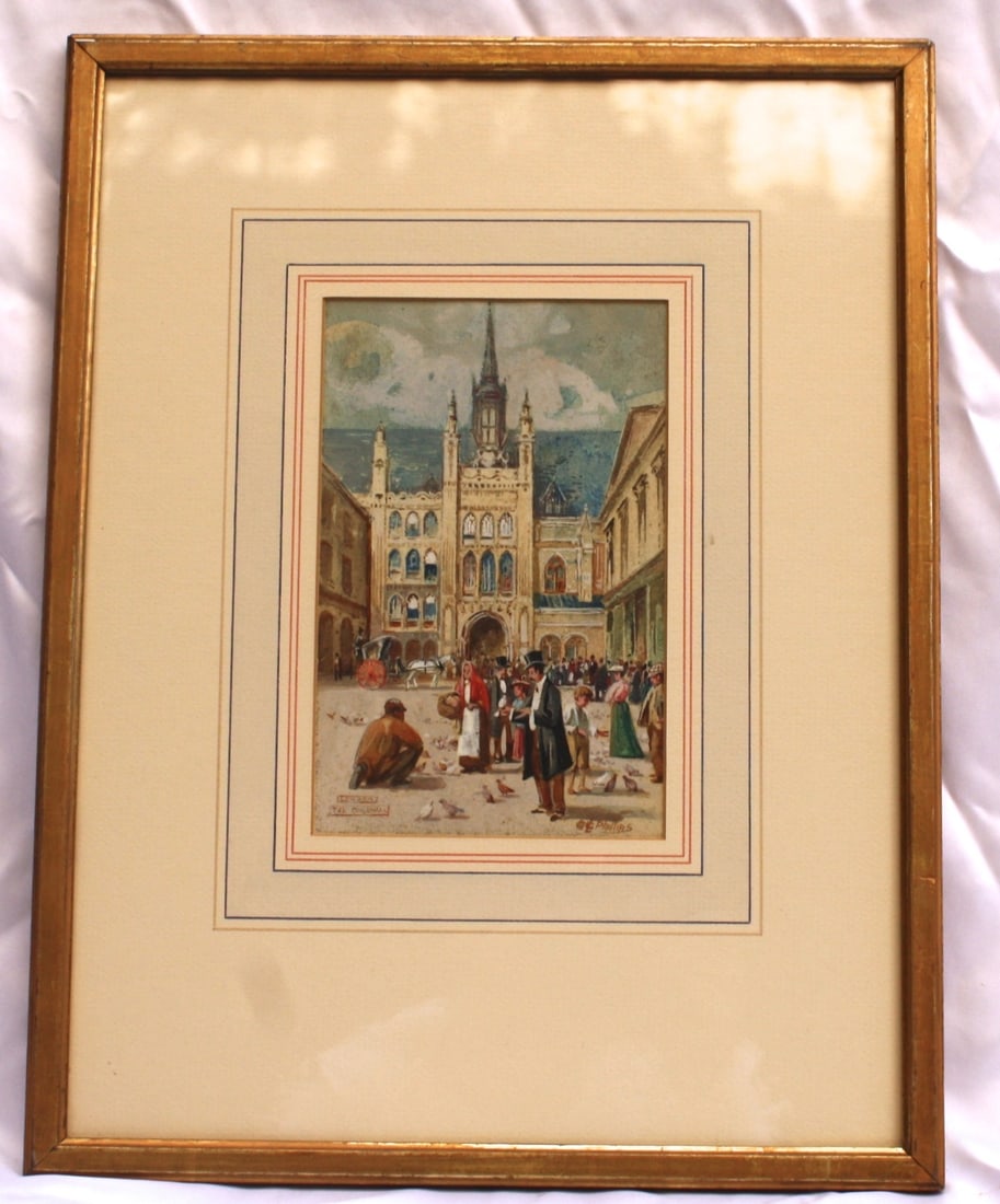 C.G.L. Phillips Signed British Watercolor Painting 1900s Original: C.G.L. Phillips Signed British Watercolor Painting 1900s Original This exquisite watercolor painting, created by the renowned British artist Charles Gustav Louis Phillips (1863-1944), exemplifies the 
