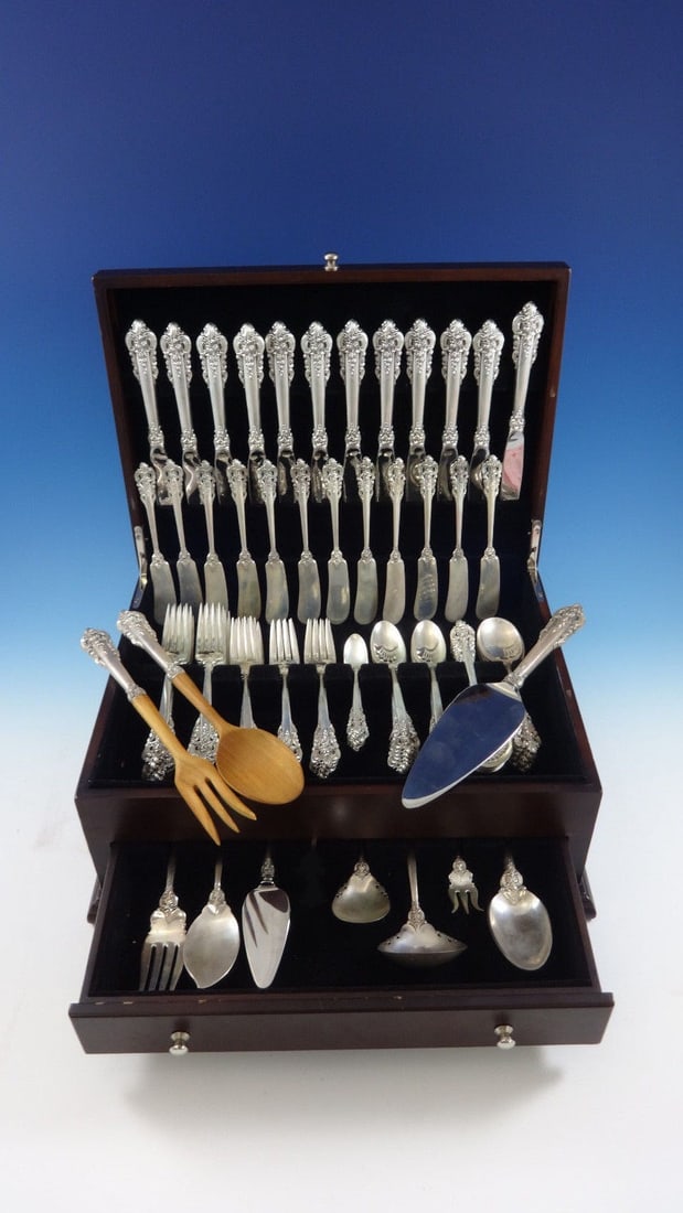 Wallace Grande Baroque Sterling Silver Flatware Set 95 Pieces for 12 (1 of 9)