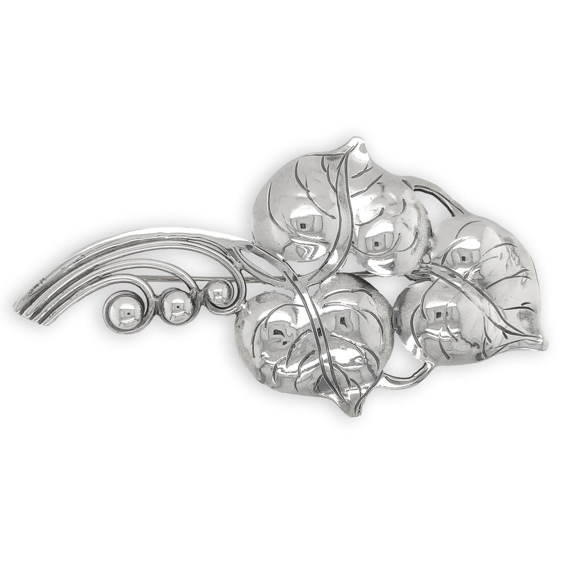 Vintage Sterling Silver Kalo Three Leaf Pin by Bjarne Axness: Vintage Sterling Silver Kalo Three Leaf Pin by Bjarne Axness This exquisite Sterling Kalo three leaf large pin, handwrought by Bjarne Axness, showcases a beautiful design featuring three intricately p