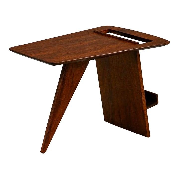 Jens Risom walnut end table with magazine rack 17.5 x 24.75 x 18.125 (1 of 8)