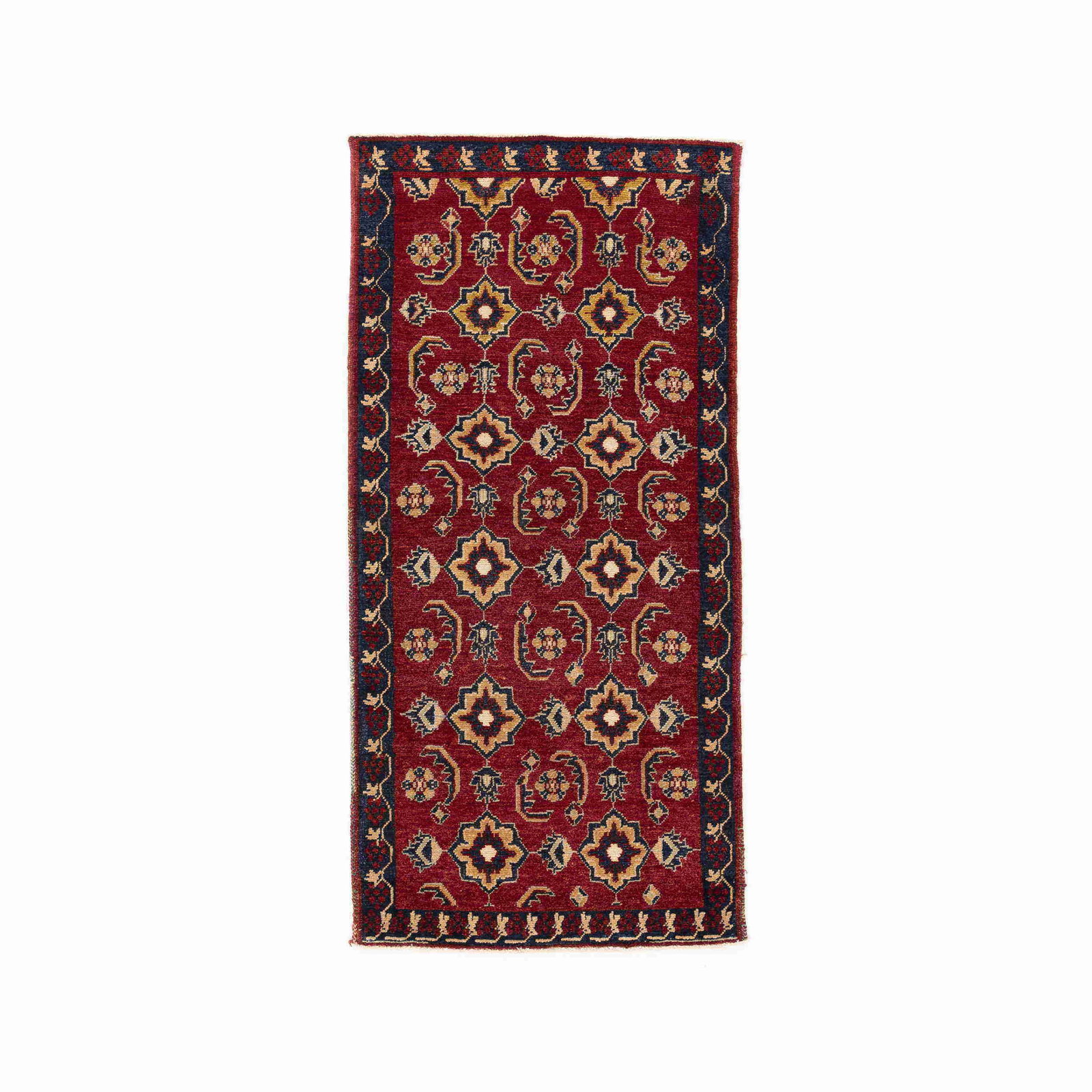 Authentic Handmade Anadol Wool On Cotton Carpet 35.4 x 73.6: Authentic Handmade Anadol Wool On Cotton Carpet 35.4 x 73.6 This authentic handmade Anadol carpet showcases exquisite craftsmanship, featuring a combination of wool on cotton for durability and comfor