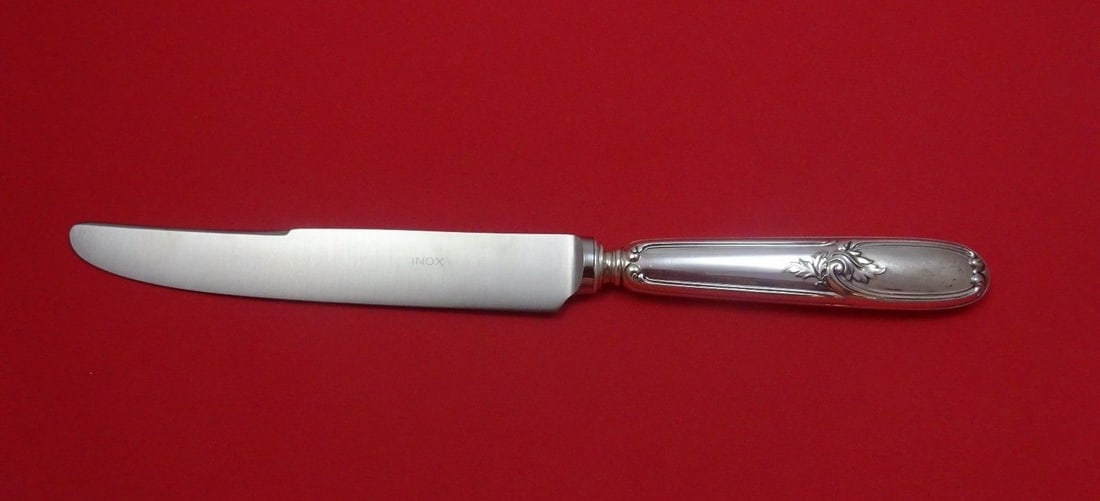 Buccellati Saya sterling silver dinner knife with French blade 10": Buccellati Saya sterling silver dinner knife with French blade 10" This is a Saya by Buccellati dinner knife with a sterling silver hollow handle and stainless blade. It is a French blade measuring 10