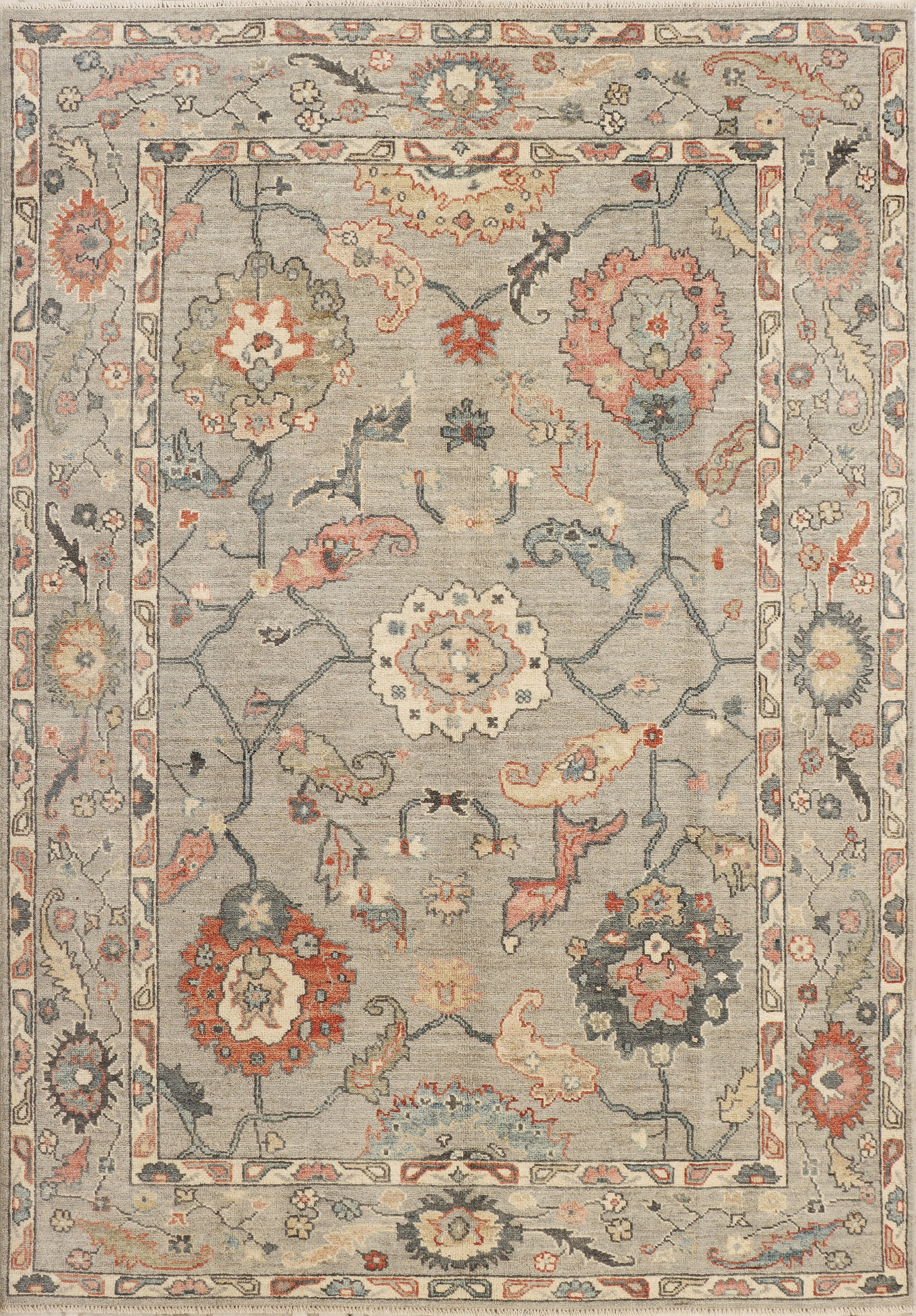 Handmade 6 x 8.8 Oushak Rug Fine Gazni Wool Pastel Colors: Handmade 6 x 8.8 Oushak Rug Fine Gazni Wool Pastel Colors Free continental US Shipping This exquisite 6 x 8.8 Oushak rug showcases a fine wool quality, handmade in Pakistan. Renowned for their timeles