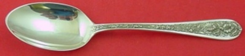 Sterling Silver Serving Spoon Corsage Pattern by Stieff 7 7/8 Inches: Sterling Silver Serving Spoon Corsage Pattern by Stieff 7 7/8 Inches This is a sterling silver serving spoon in the Corsage pattern by Stieff, measuring 7 7/8 inches. The spoon is not monogrammed and 