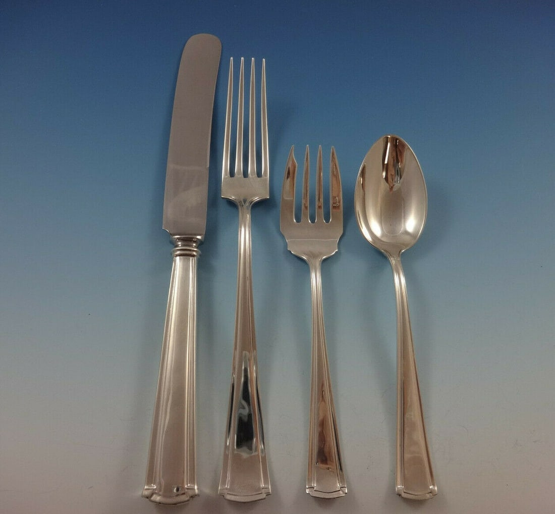 Watson Wentworth Sterling Silver 4-Piece Place Setting: Watson Wentworth Sterling Silver 4-Piece Place Setting This exquisite 4-piece place setting in the Wentworth pattern by Watson is crafted from high-quality sterling silver. The set includes a regular 