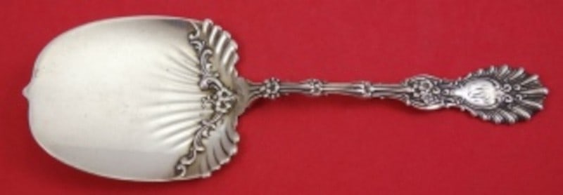 Whiting Radiant Sterling Silver 8 Inch Buckwheat Server: Whiting Radiant Sterling Silver 8 Inch Buckwheat Server A sterling silver buckwheat/waffle server in the Radiant pattern by Whiting. This serving piece is monogrammed, with monograms that vary, and is