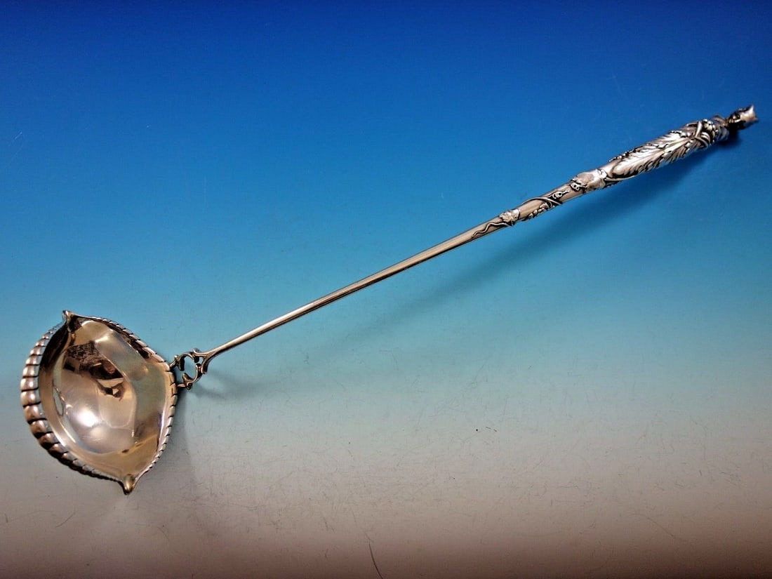Tiffany & Co. Sterling Silver 15 1/2" Punch Ladle with Satyr Figure: Tiffany & Co. Sterling Silver 15 1/2" Punch Ladle with Satyr Figure This exquisite Tiffany & Co. punch ladle showcases a stunning realistic 3D satyr figure, beautifully crafted in sterling silver. Mea