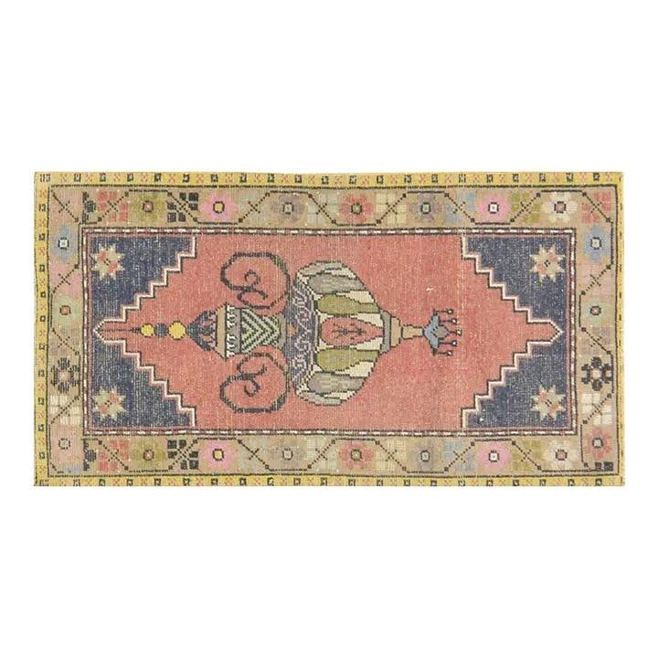 Anatolian Wool Hand-Knotted Rug in Tan 2'4'' x 4'4'' Vintage: Anatolian Wool Hand-Knotted Rug in Tan 2'4'' x 4'4'' Vintage This vintage Turkish Anatolian hand-knotted rug is crafted from wool using traditional techniques, blending timeless craftsmanship with con