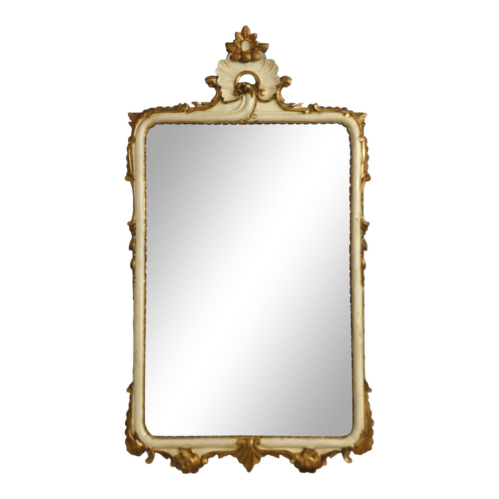Vintage Italian 1940s Gold Gilt & Creme Painted Mirror Beveled Glass (1 of 7)