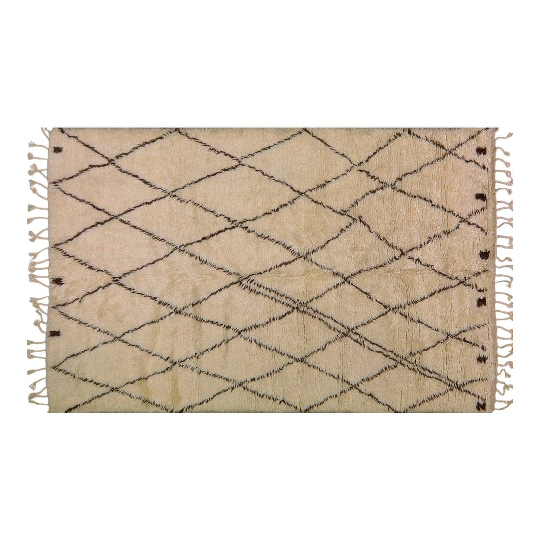 10'x14' Wool Area Rug Hand Knotted Moroccan Design Almond Color: 10'x14' Wool Area Rug Hand Knotted Moroccan Design Almond Color This Moroccan hand-knotted wool rug is crafted using traditional techniques, blending timeless craftsmanship with a modern design sensib