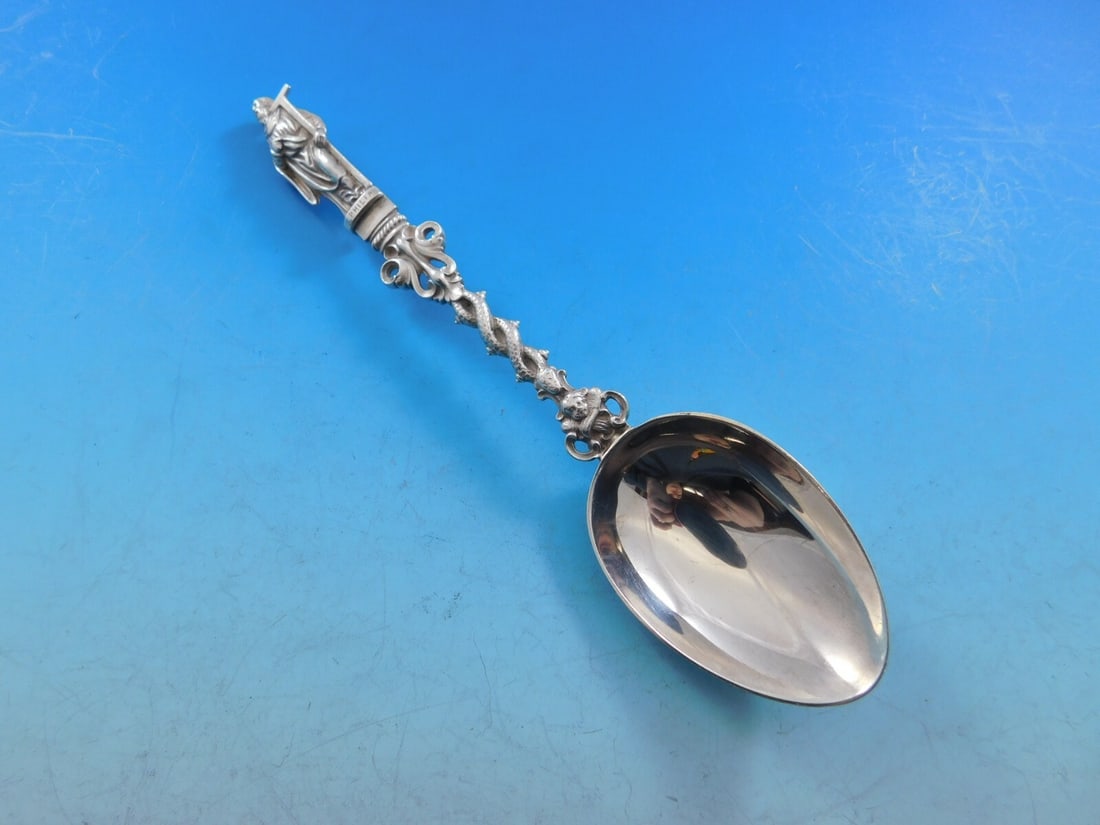 Gorham Apostles Sterling Silver Soup Spoon 6 1/2 inches by F. Antoine Heller: Gorham Apostles Sterling Silver Soup Spoon 6 1/2 inches by F. Antoine Heller This exquisite soup spoon from the Apostles pattern by Gorham is a stunning example of 19th-century craftsmanship. Measurin