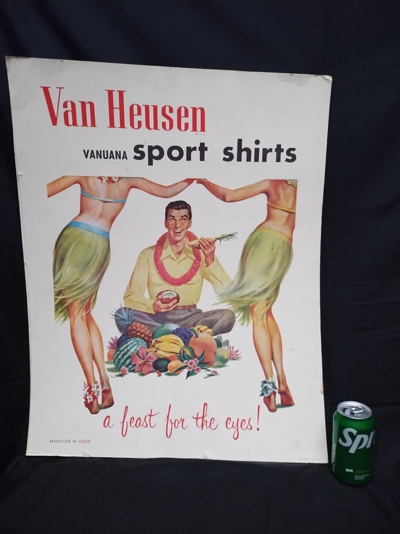 Vintage Van Heusen Vanuana Shirt Cardboard Advertising Sign 19 x 28 (1 of 7)
