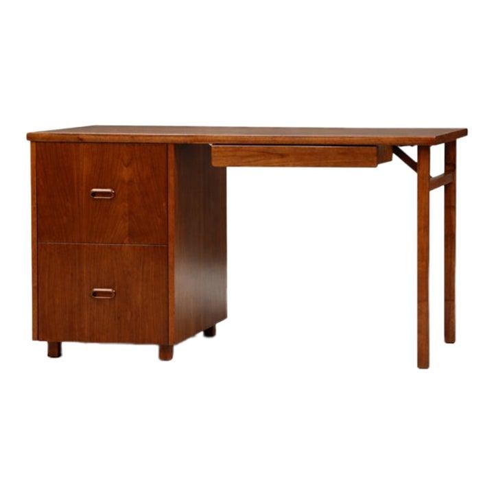 Walnut Mid Century Modern Desk with Finished Back (1 of 8)