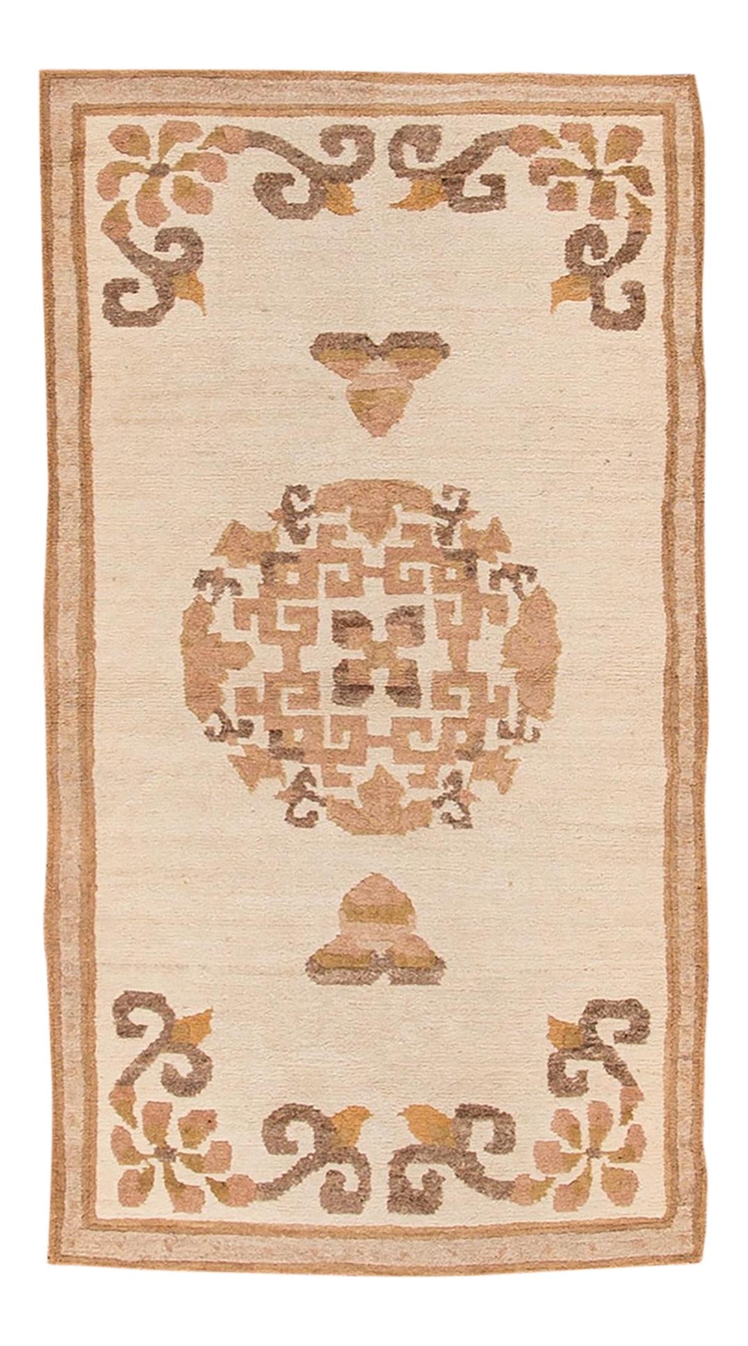 Antique Chinese Hand-Knotted Rug Medallion Design 3'1" x 6'1": Antique Chinese Hand-Knotted Rug Medallion Design 3'1" x 6'1" Discover the beauty of this early 20th century antique Chinese rug, hand-knotted with intricate medallion designs. Its stunning detailing 