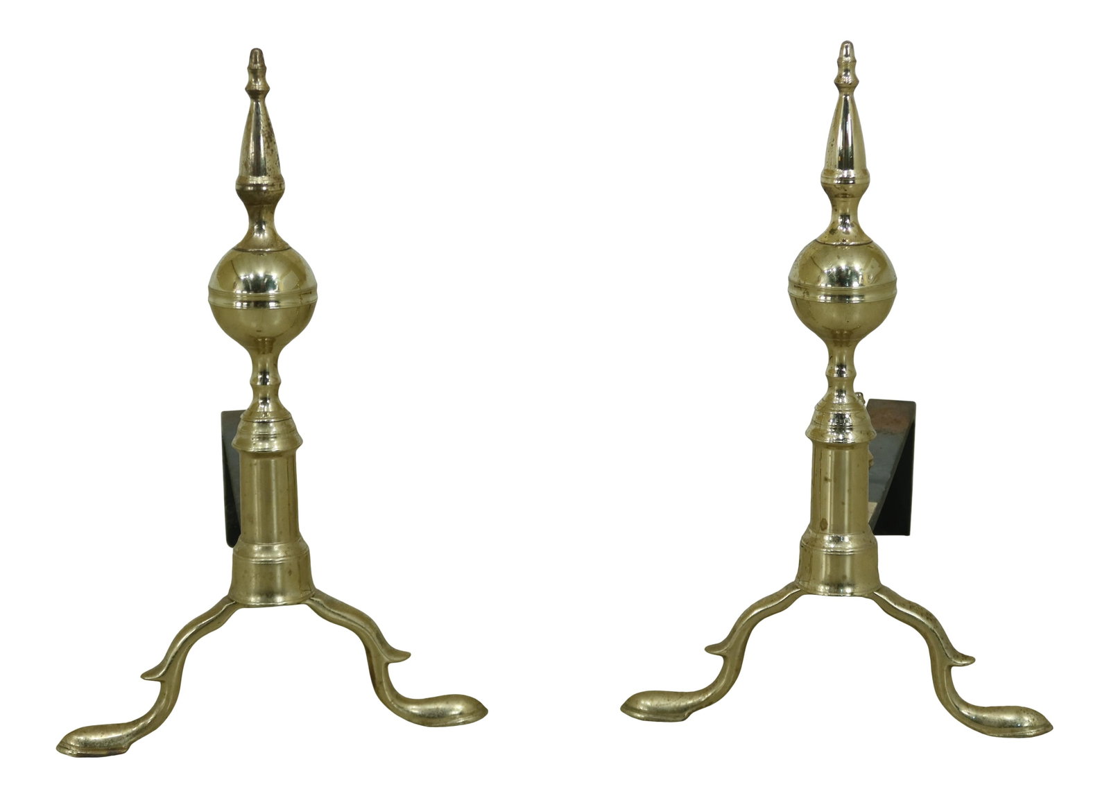 Colonial Williamsburg Brass Andirons Pair Vintage 18th Century Design (1 of 8)