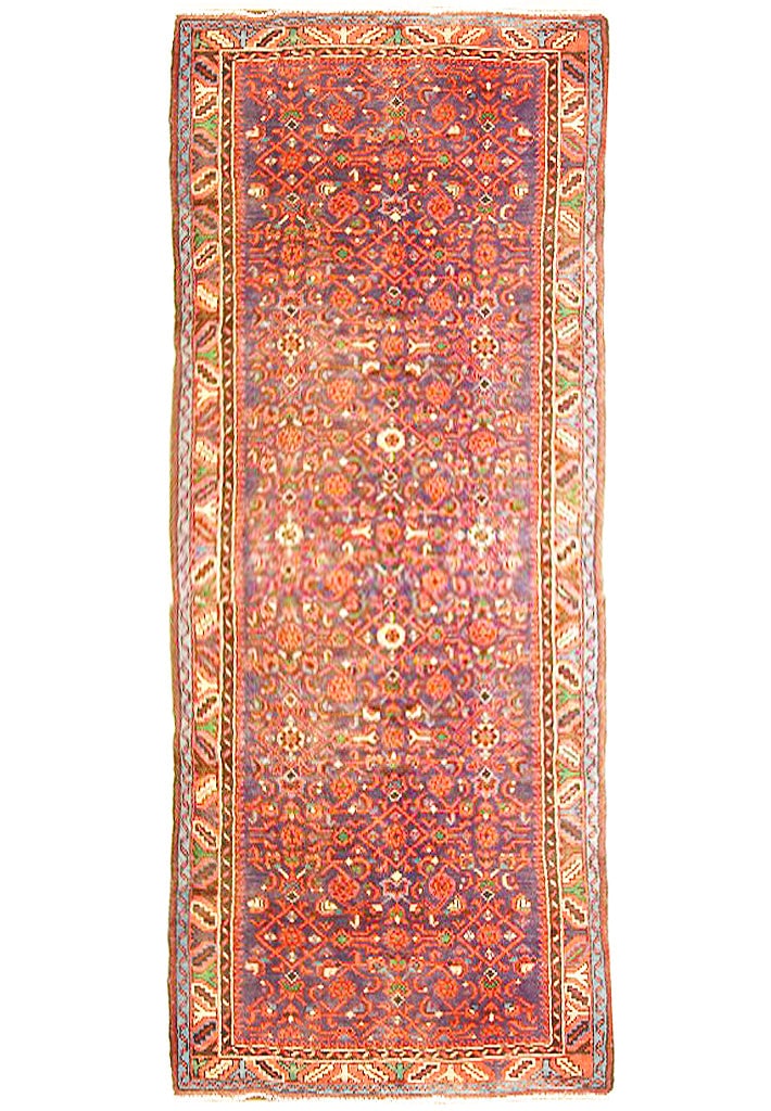 Handcrafted 3'6" x 10' Dirty Purple Persian Hamadan Rug (1 of 5)