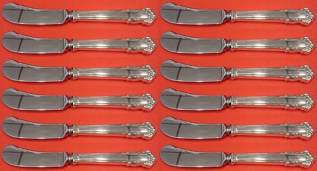 Lunt English Shell Sterling Silver Butter Spreader Set 12 pcs 6 inch (1 of 1)