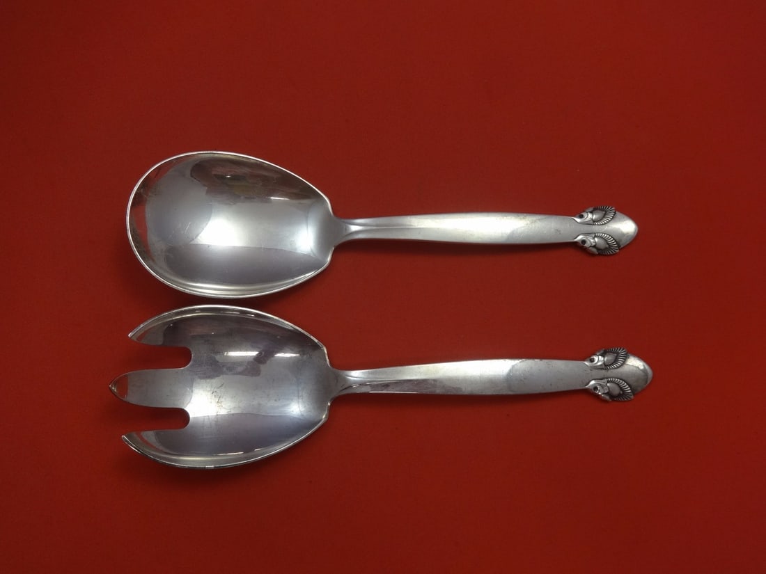 Georg Jensen Bittersweet Sterling Silver Salad Serving Set 2pc 8 1/4": Georg Jensen Bittersweet Sterling Silver Salad Serving Set 2pc 8 1/4" This exquisite 2-piece salad serving set from Georg Jensen features the elegant Bittersweet pattern, crafted from high-quality ste