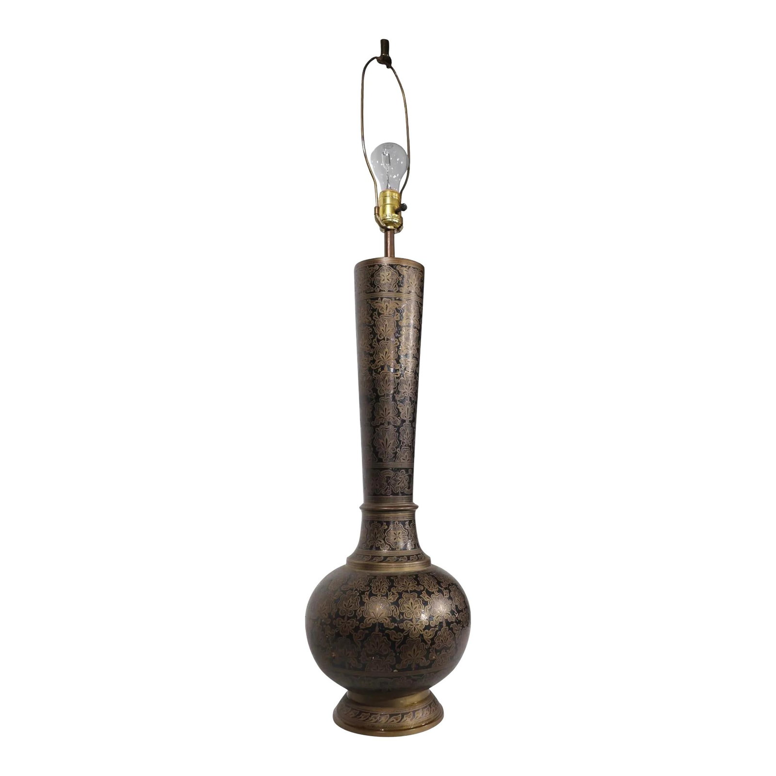 Mid Century Hollywood Regency Brass Table Lamp Indian Motif 1970s (1 of 10)