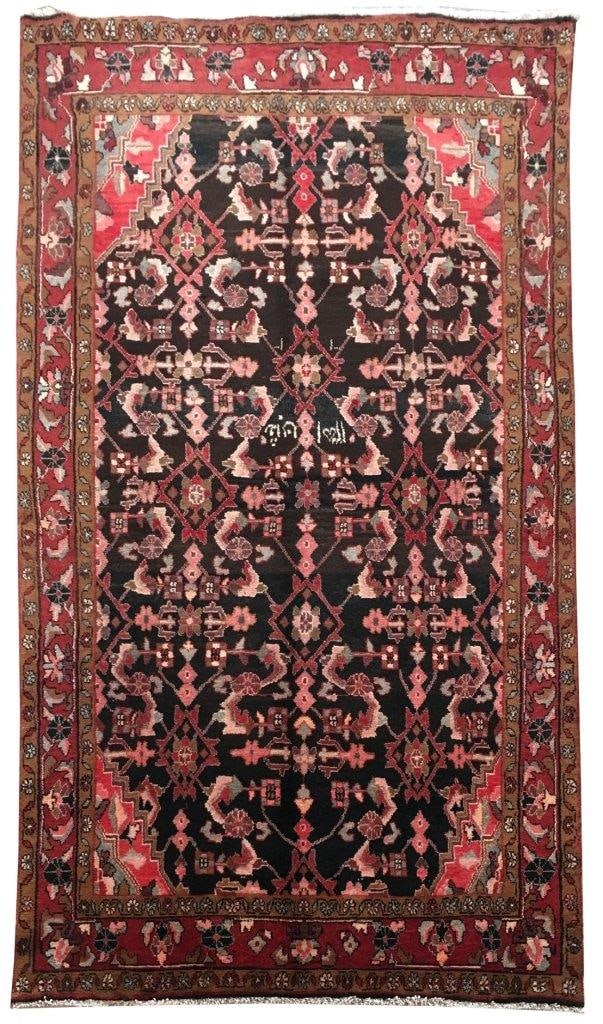 Exquisite 5'3" x 9'4" Brown Persian Hamadan Handmade Rug: Exquisite 5'3" x 9'4" Brown Persian Hamadan Handmade Rug Free continental US Shipping Elevate your home decor with the exquisite 5' 3" x 9' 4" Brown Persian Hamadan Rug, a stunning representation of t