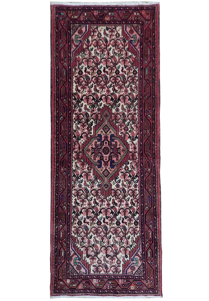 Handcrafted Ivory Tribal Hamadan Runner 2'7 x 6'2 Persian Design: Handcrafted Ivory Tribal Hamadan Runner 2'7 x 6'2 Persian Design Free continental US Shipping Enhance your space with this exquisite handcrafted Ivory Tribal Hamadan Runner, measuring 2' 7" x 6' 2". E
