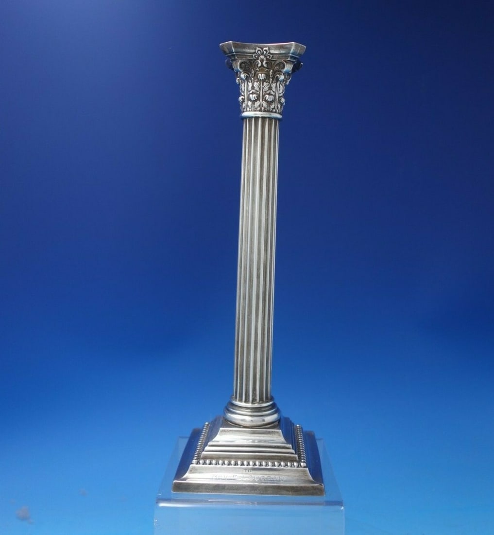 Gorham Georgian Sterling Silver Candlestick 12 Inches with Inscription (1 of 10)