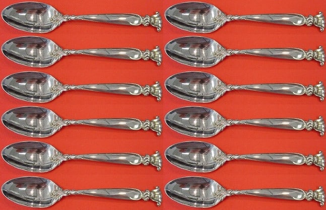 Wallace Romance of the Sea Sterling Silver Teaspoon Set 12 Pieces: Wallace Romance of the Sea Sterling Silver Teaspoon Set 12 Pieces Enhance your dining experience with this exquisite 12-piece sterling silver teaspoon set from the renowned Wallace brand, featuring th